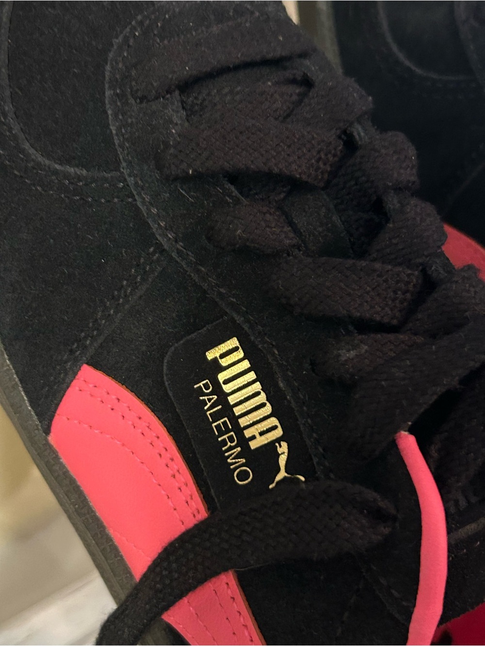 Puma Black Suede Sneakers with Pink Formstrip - Picture 3 of 4